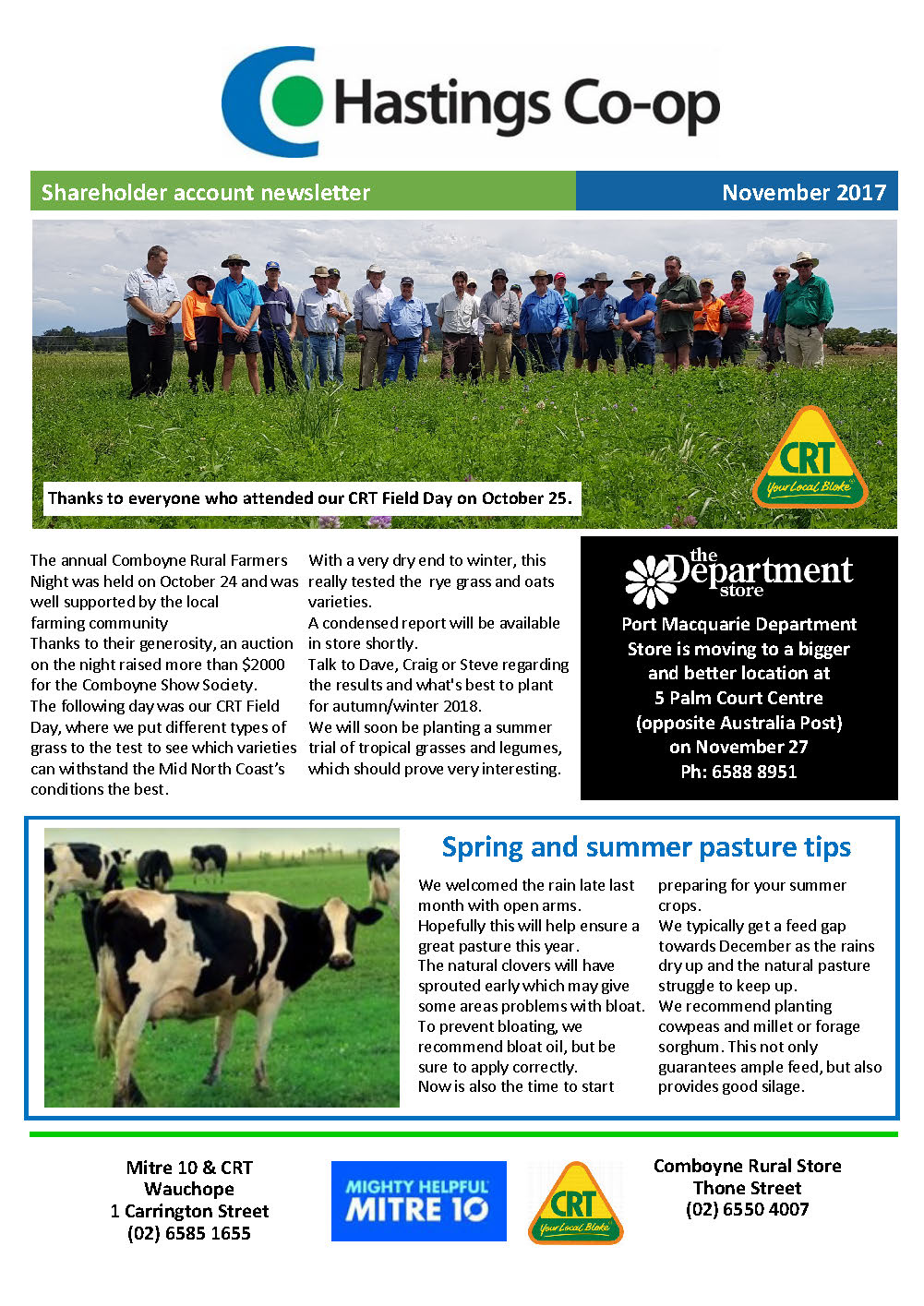 Hastings Co-op account newsletter November 2017