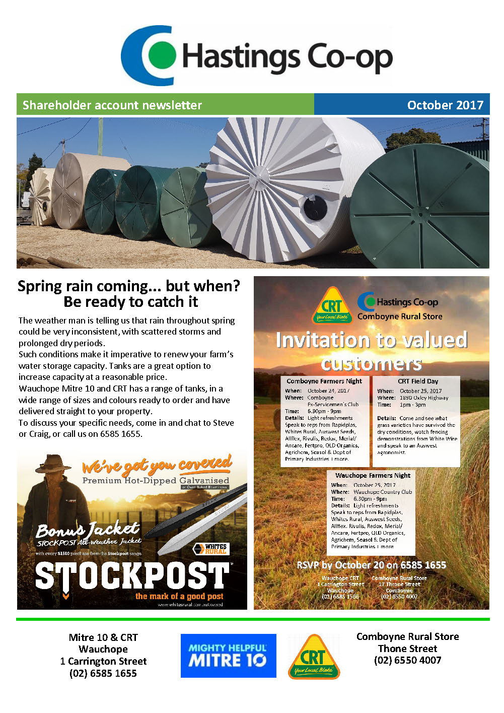 Hastings Co-op account newsletter October 2017