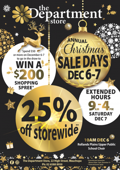 Wauchope Christmas sale days poster