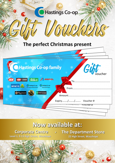 Hastings Co-op Christmas gift voucher poster