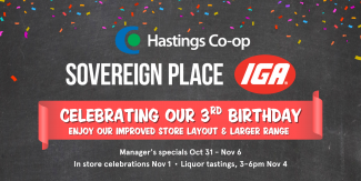 Sovereign Place IGA 3rd Birthday banner